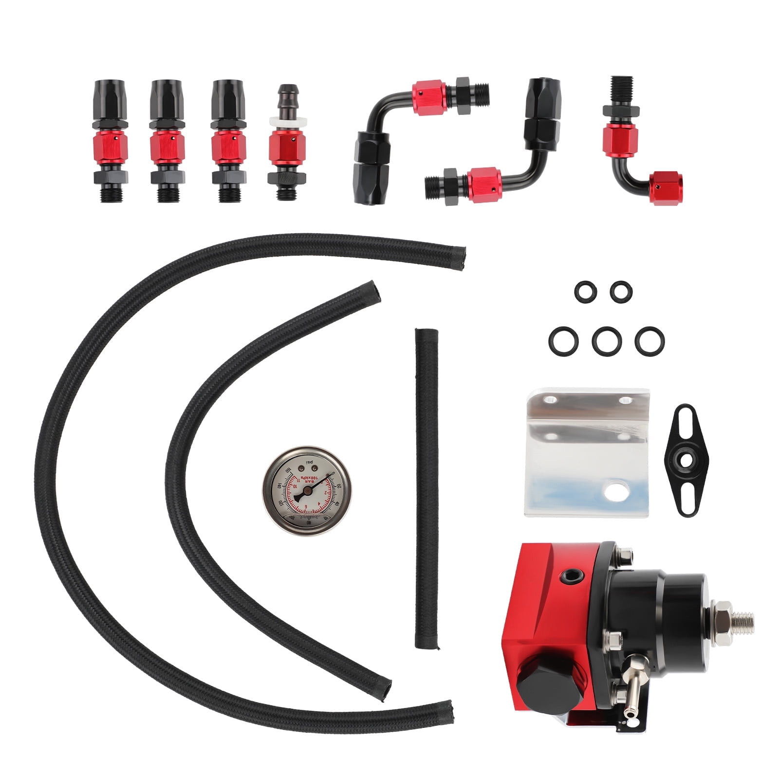 BFO Universal Adjustable Fuel Pressure Regulator Kit Oil 100psi Gauge ...
