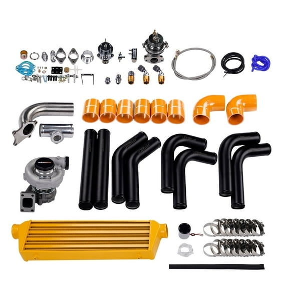 Maxpeedingrods Universal T04E T3/T4 Turbo Kit StageIII Wastegate+Intercooler Piping BOV Adapter