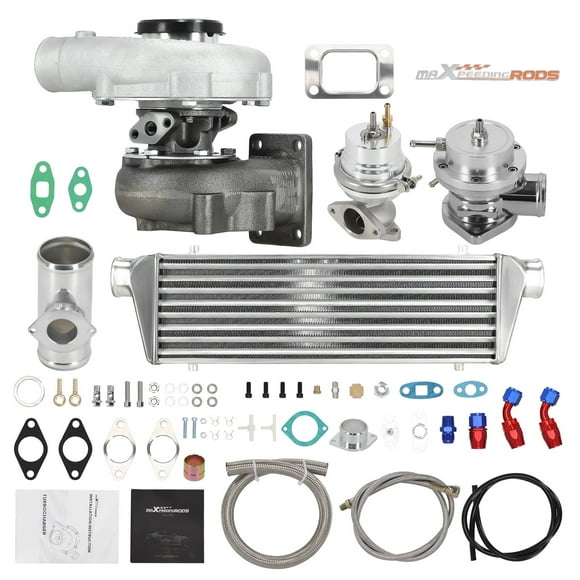 Maxpeedingrods Upgrade Universal T3/T4 T04E Hybrid Turbo Kit Turbo Starter Kit 350HP Fits select: 2012-2014 HONDA ACCORD EXL, 2006 TOYOTA COROLLA CE/LE