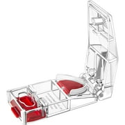 Maxpert Medical MAXSPLIT Safety Pill Splitter with Puncher - Retractable Safety Guard - Multi Shape Four Way Pill Cutter - Sharp Blade - Pill Splitter for Large and Small Pills - Quarter Pill Red
