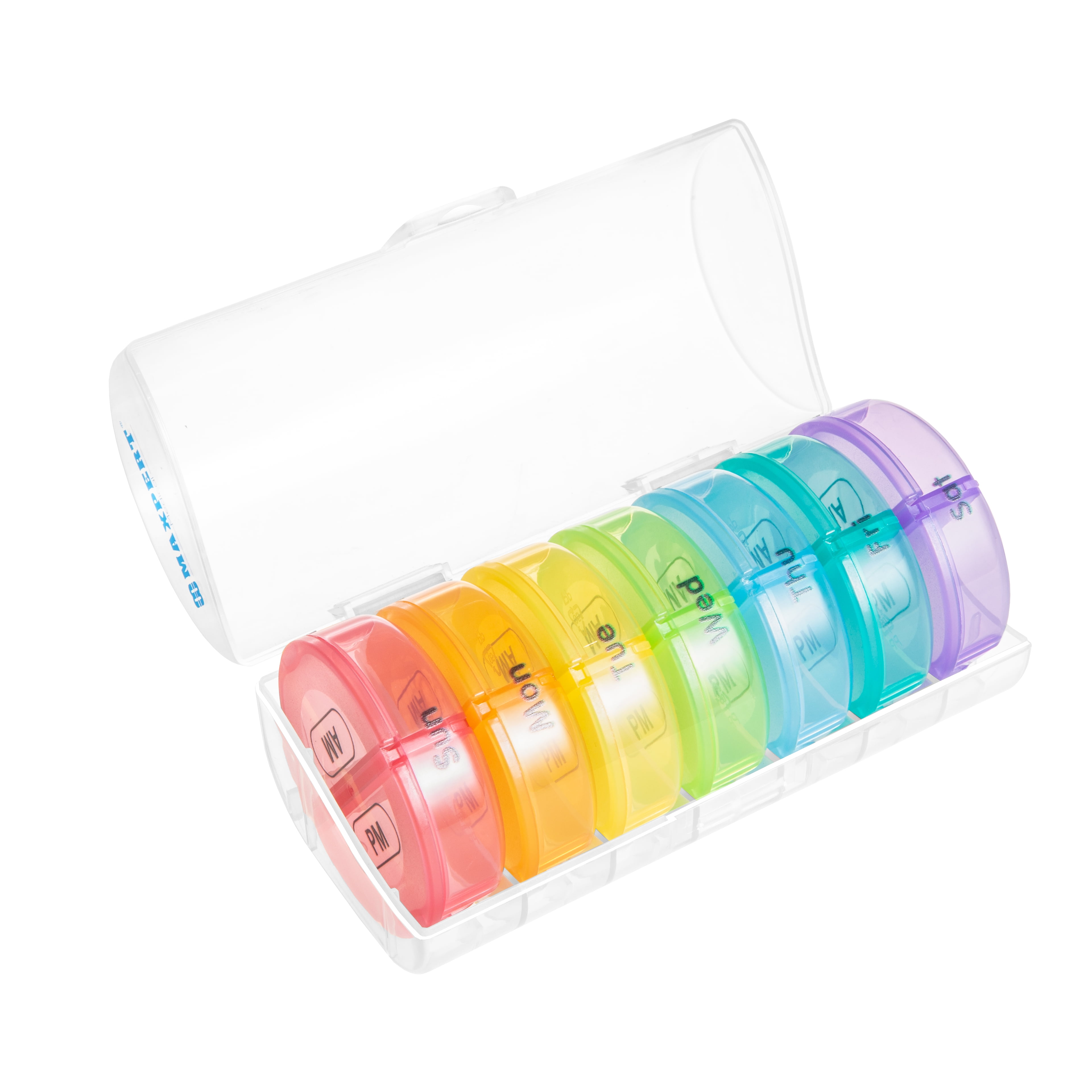Maxpert Weekly Round Pill Organizer - 7 Day AM/PM Pill Box and Pill ...