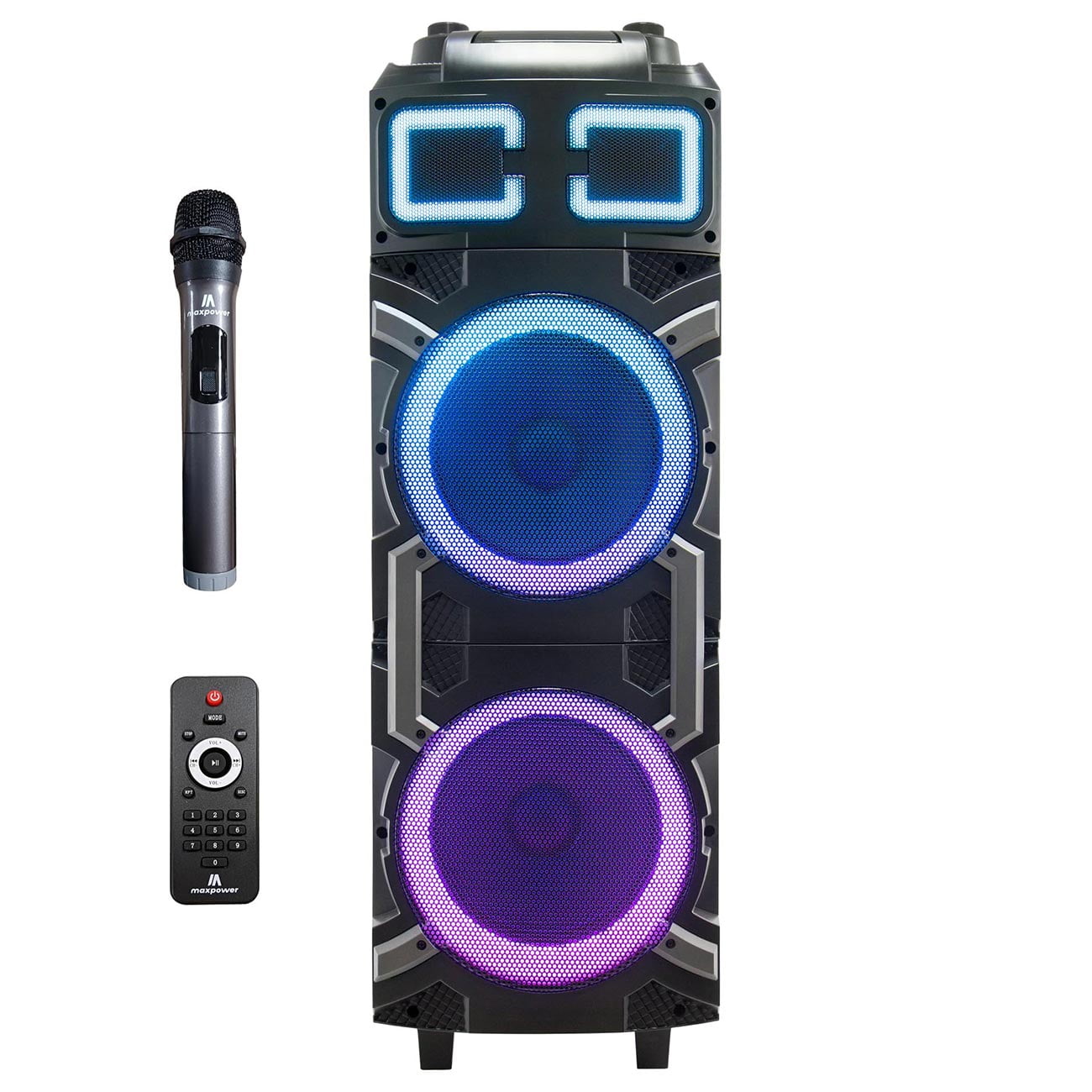 Maxpower MPD1022 10" X 2 Karaoke Heavy Duty X-bass Bluetooth Speaker 7 Ch Eq Rechargeable & Mic