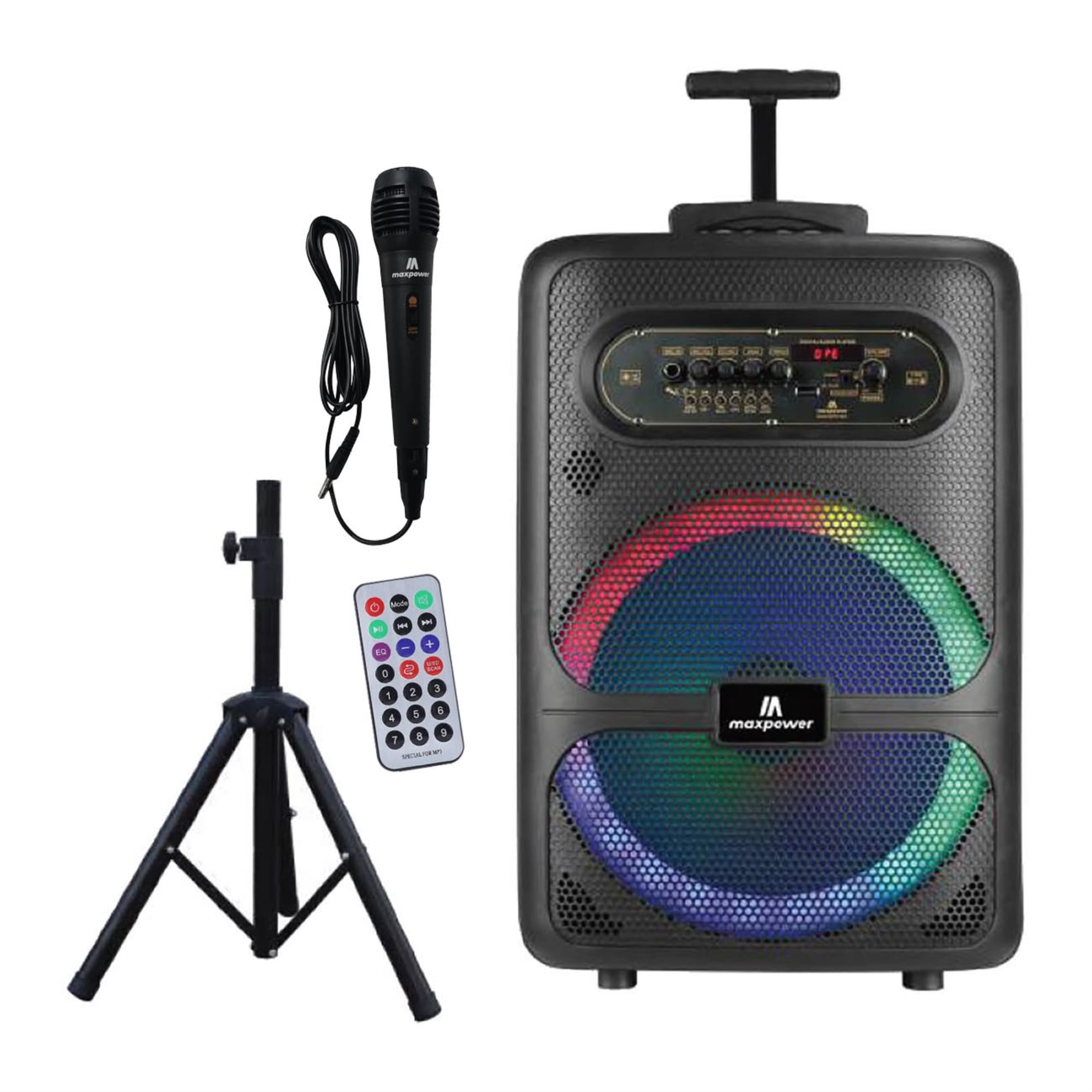 Maxpower 12" Trolley Bluetooth Speaker with Stand Combo Wired Mic