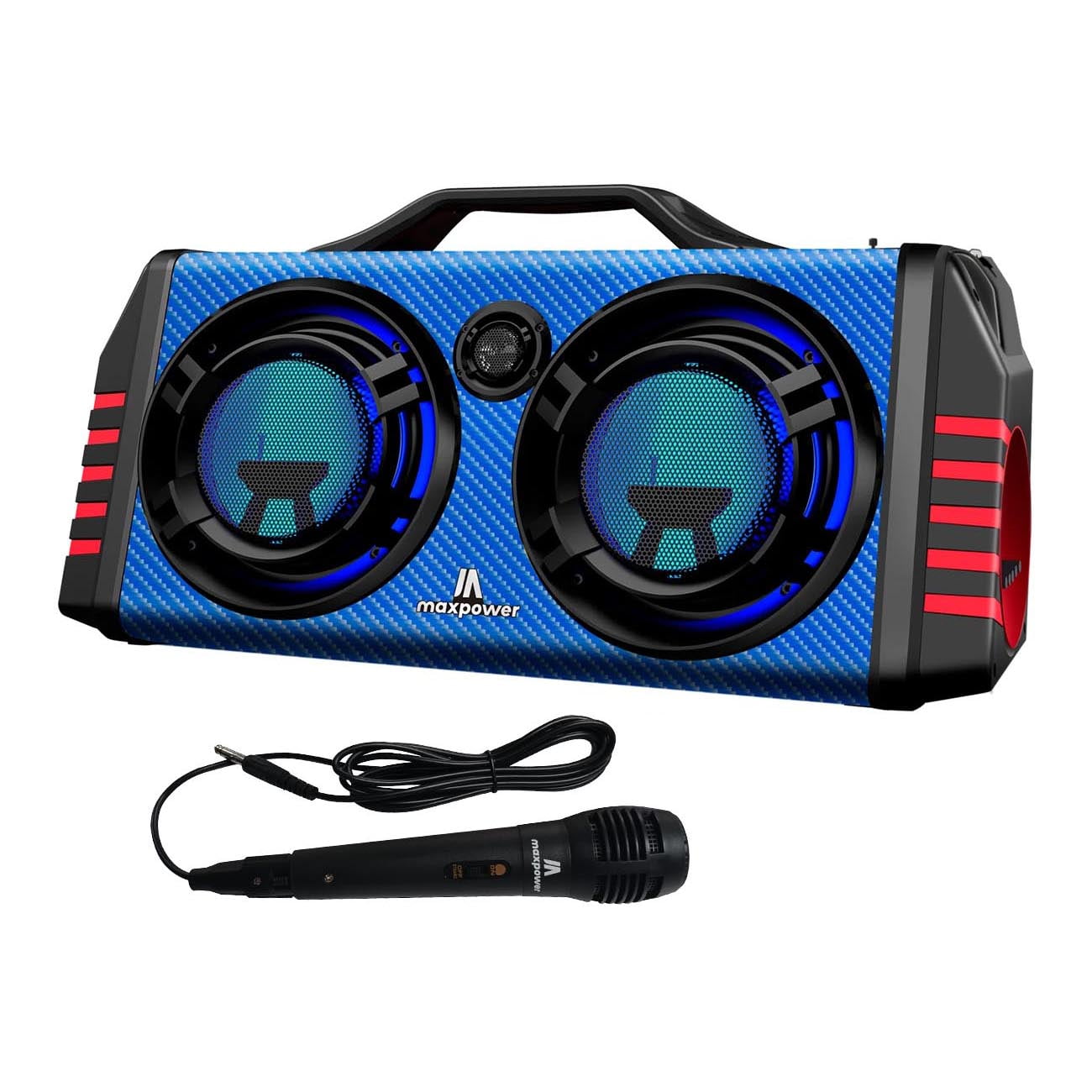 Maxpower MPD573BL Portable Dual 8" Karaoke Bluetooth Speaker With