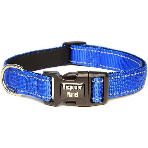 Maxpower Planet Reflective Dog Collar, Blue, Small