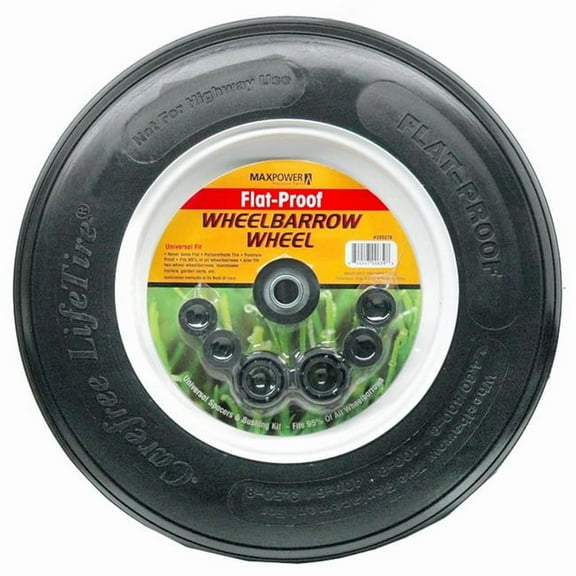 Maxpower Precision Parts Wheelbarrow Wheel Flat Proof, Black