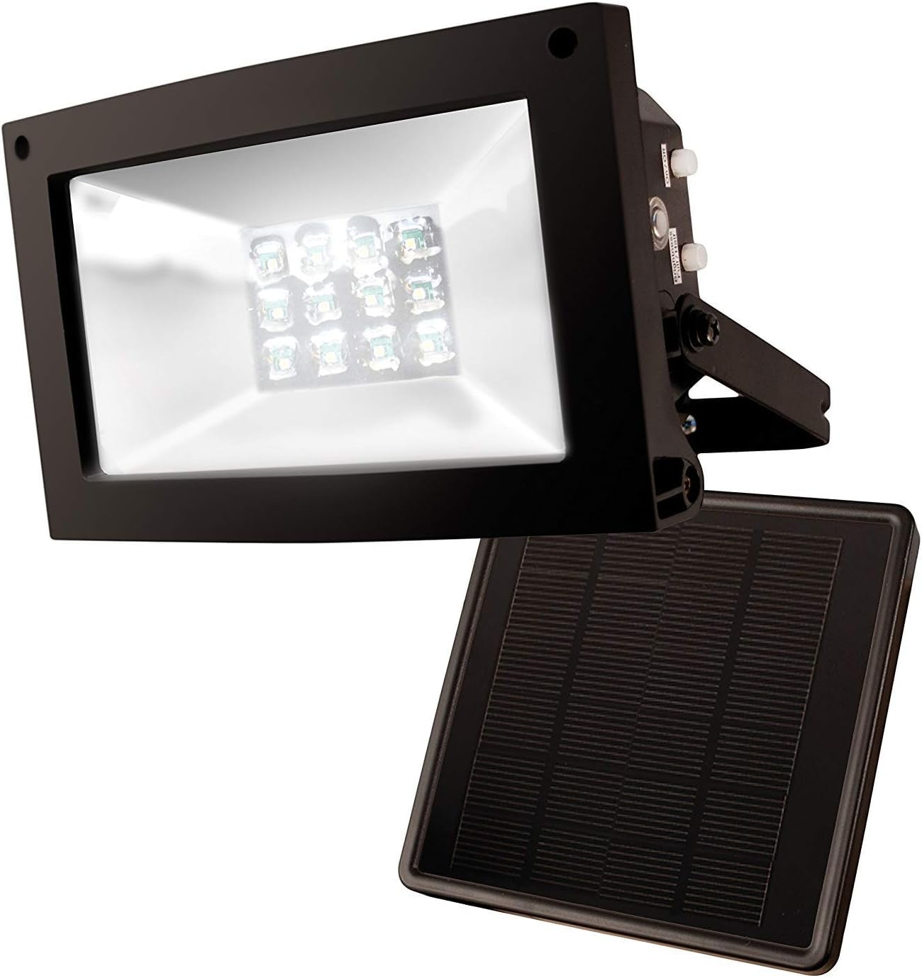 Black Solar-Powered LED Dusk-to-Dawn Security Flood Light