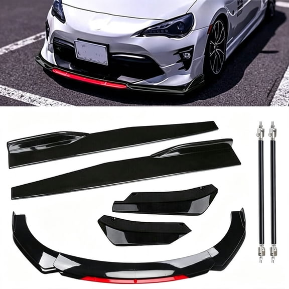 Maxsa ABS Front Lip and Side Skirt Kit, Fits Sedans Up to 6.2FT Wide
