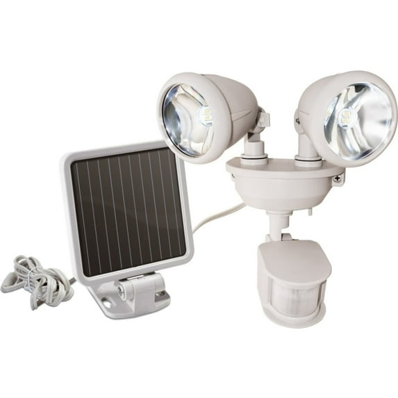Maxsa Innovations Dual-Head Motion-Activated Solar Powered LED Spotlight, Off-White