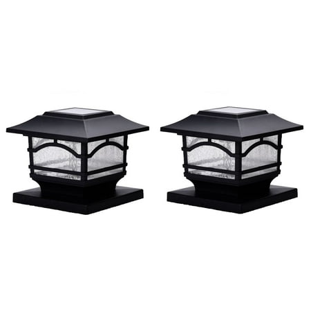 MAXSA Innovations - Mission-Style Solar Post Cap and Deck Railing Light (Set of 2) - Black
