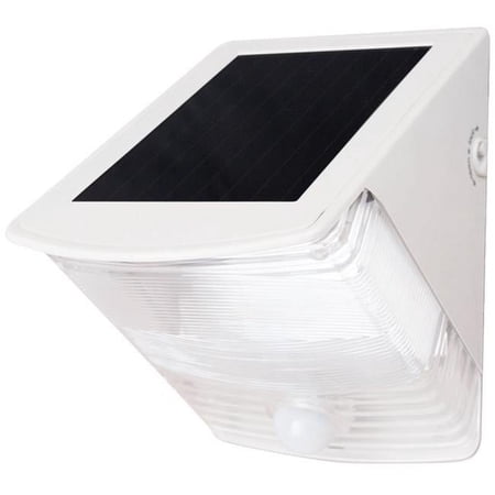 Maxsa Solar-Powered Motion-Activated Wedge Light - LED Bulb - White - 90 Lumens - Cool, Daylight - for Home, Garage, Shed, Walkway, Fence, Step, Doorway, Patio, Garbage, Outdoor, Entryway, ...