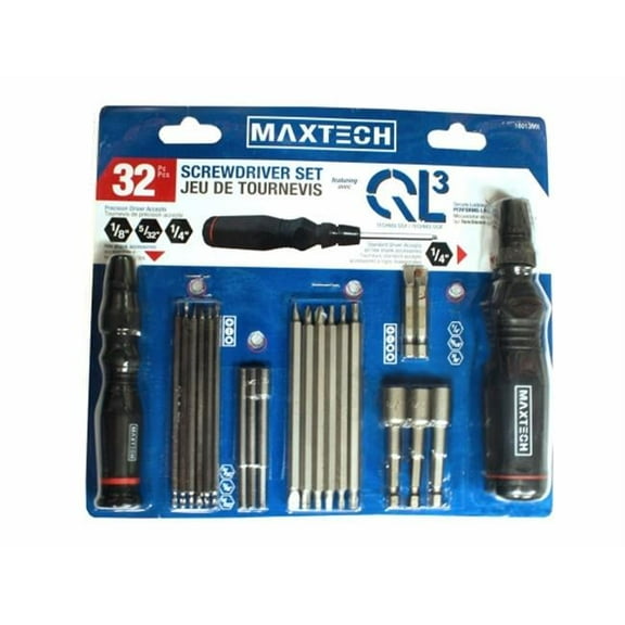 Maxtech Consumer Products 16013MX 32 Pieces Ql3 Screwdriver Set