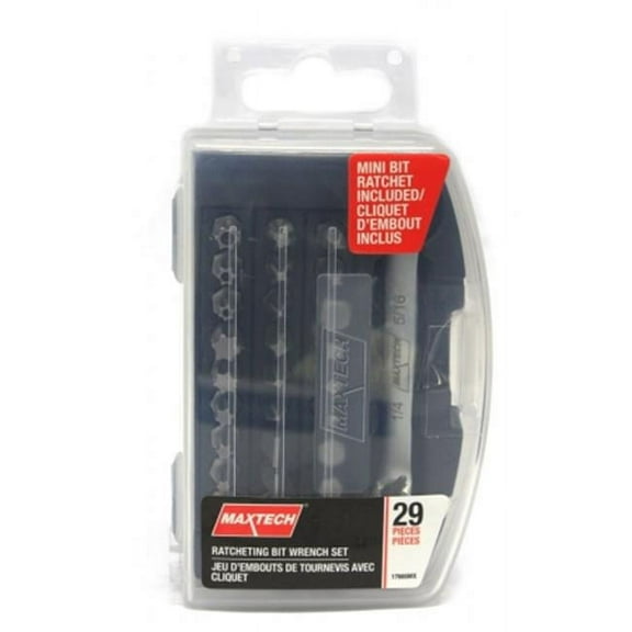 Maxtech Consumer Products 17685MX Mini Ratchet and Screwdriver Bit Set- 29 Pieces