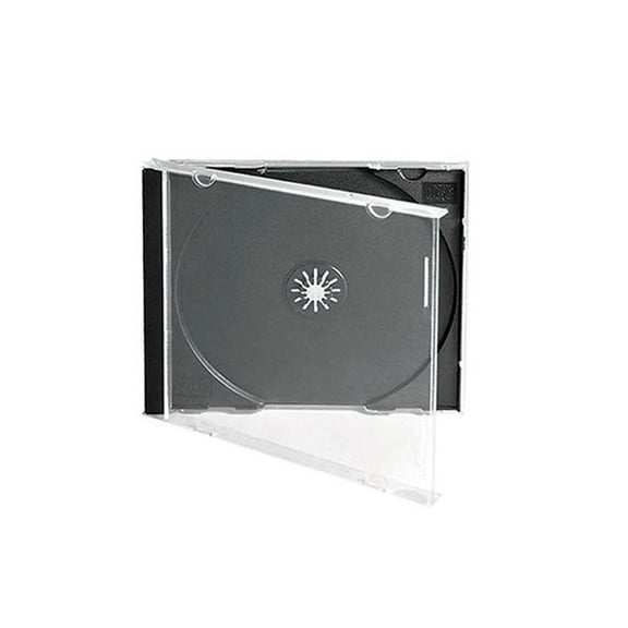 Maxtek 10.4 mm Standard Single Clear CD Jewel Case with Assembled Black Tray 50 Pack