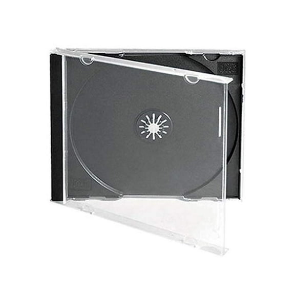 Maxtek 10.4 mm Standard Single Clear CD Jewel Case with Assembled Black Tray, 100 Pack