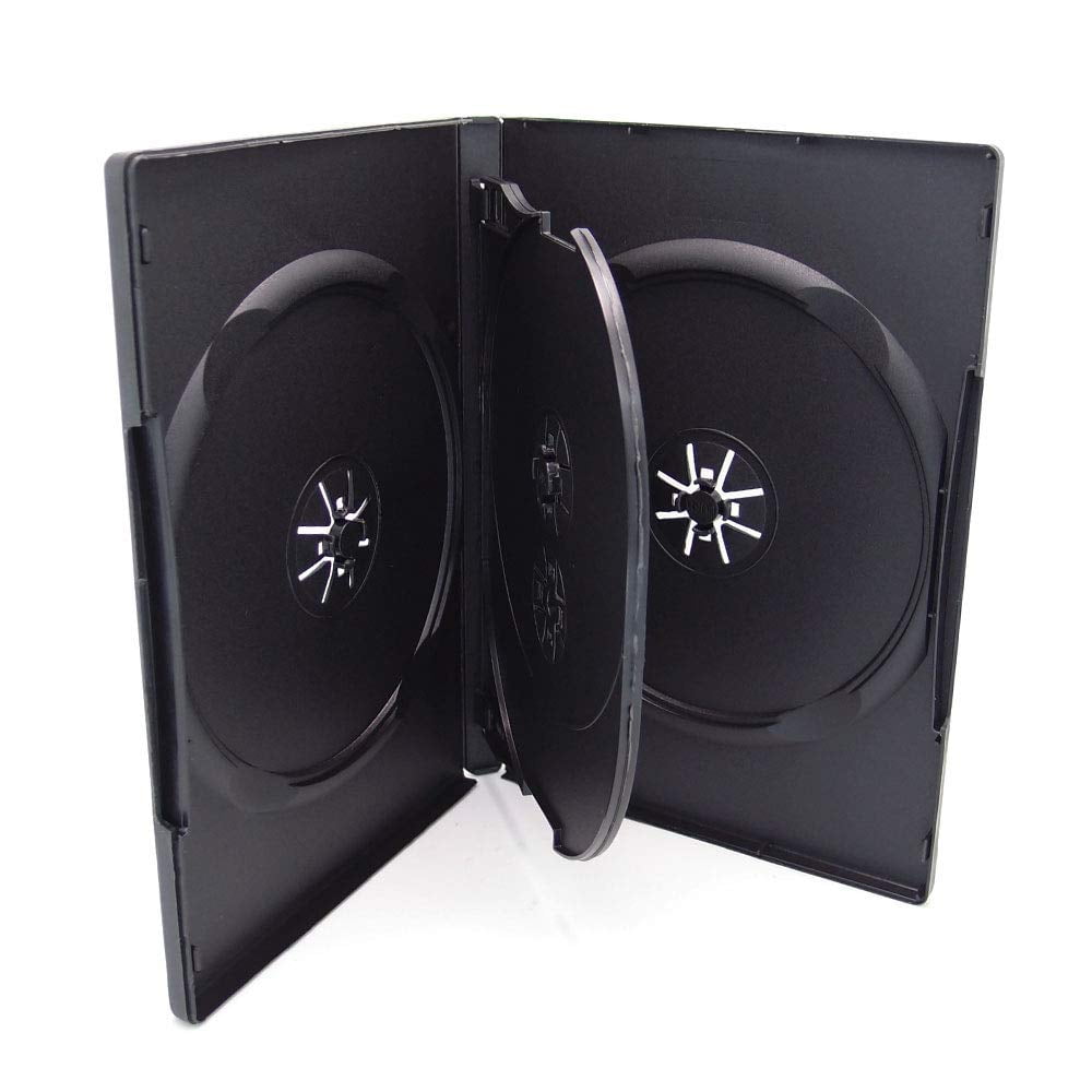 Maxtek MS-14DC-4D-TRAYx50MX Standard 14 mm Quad 4 Disc DVD Cases with Double Sided Flip Tray and Outter Clear Sleeve, Black, 50 Piece