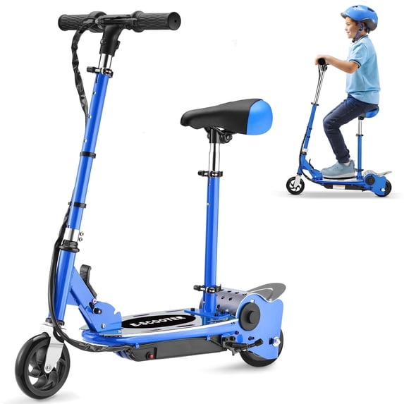 Zupapa Upgraded Electric Scooter with Removable Seat for Kids Ages 6-12, Ride on UL Certified Motorized Scooters, 60 Mins Ultra-long Battery Life, Up to 10MPH and 155LBS Max Load, Blue