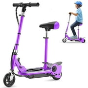 MAXTRA Upgraded Electric Scooter with Removable Seat for Kids Ages 6-12, Ride on UL Certified Motorized Scooters, 60 Mins Ultra-long Battery Life, Up to 10MPH and 155LBS Max Load, Purple