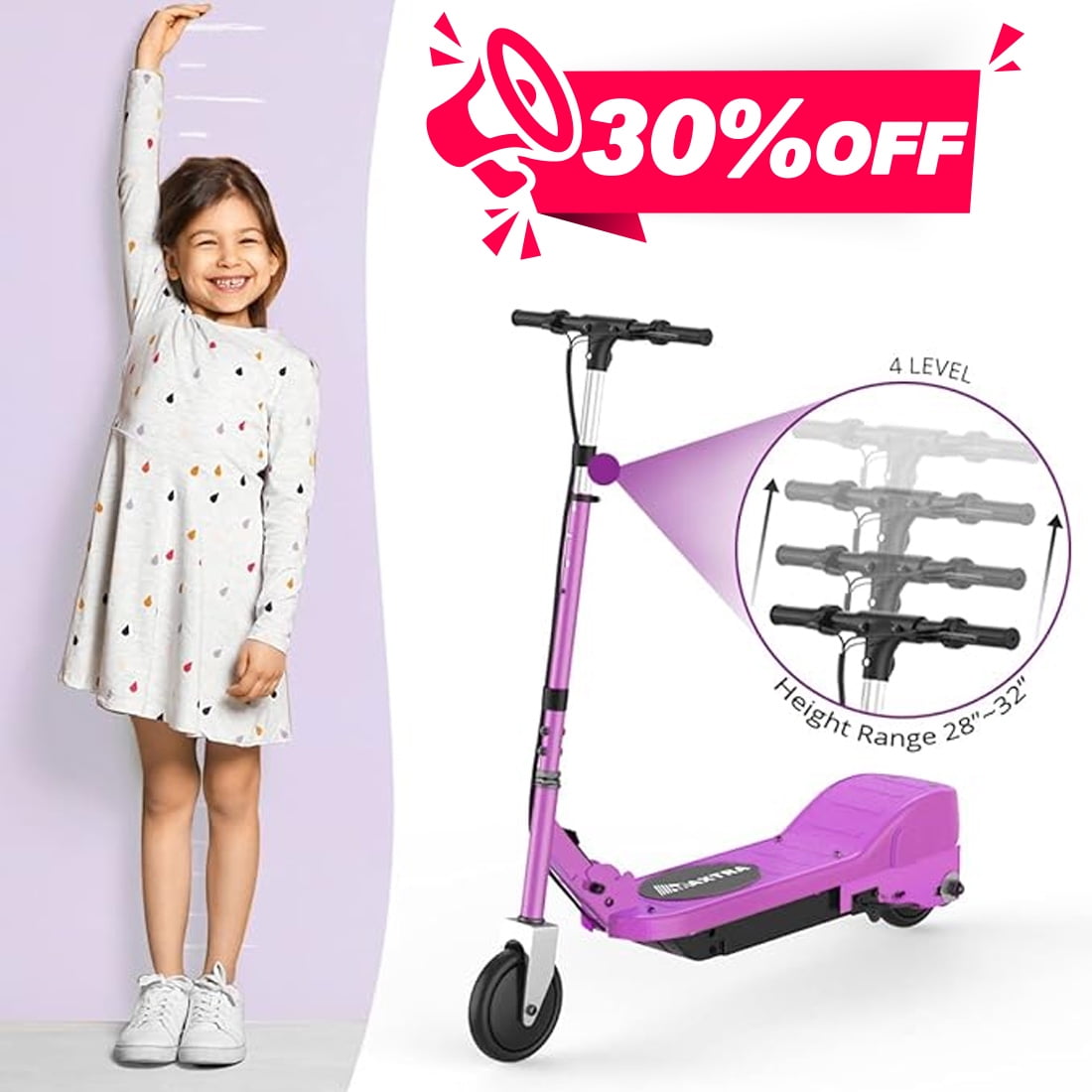 Maxtra Folding Electric Scooter for Kids Ages 612 up to 10mph, 60 Mins Long Battery Life