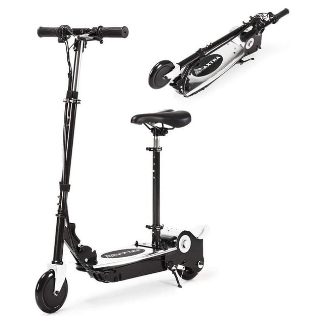 Maxtra E120 Kids Electric Scooter, Foldable with Removable Seat, 10 MPH, 155 Lbs. Max Load, Ages
