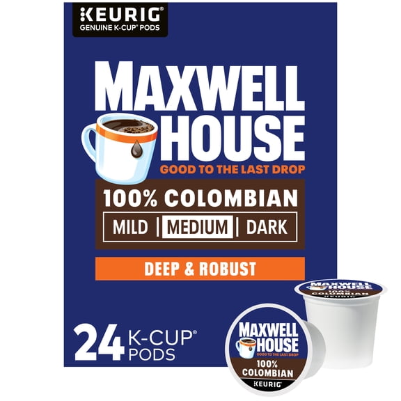 Maxwell House 100% Colombian Medium Roast K-Cup Coffee Pods, 24 Count Box