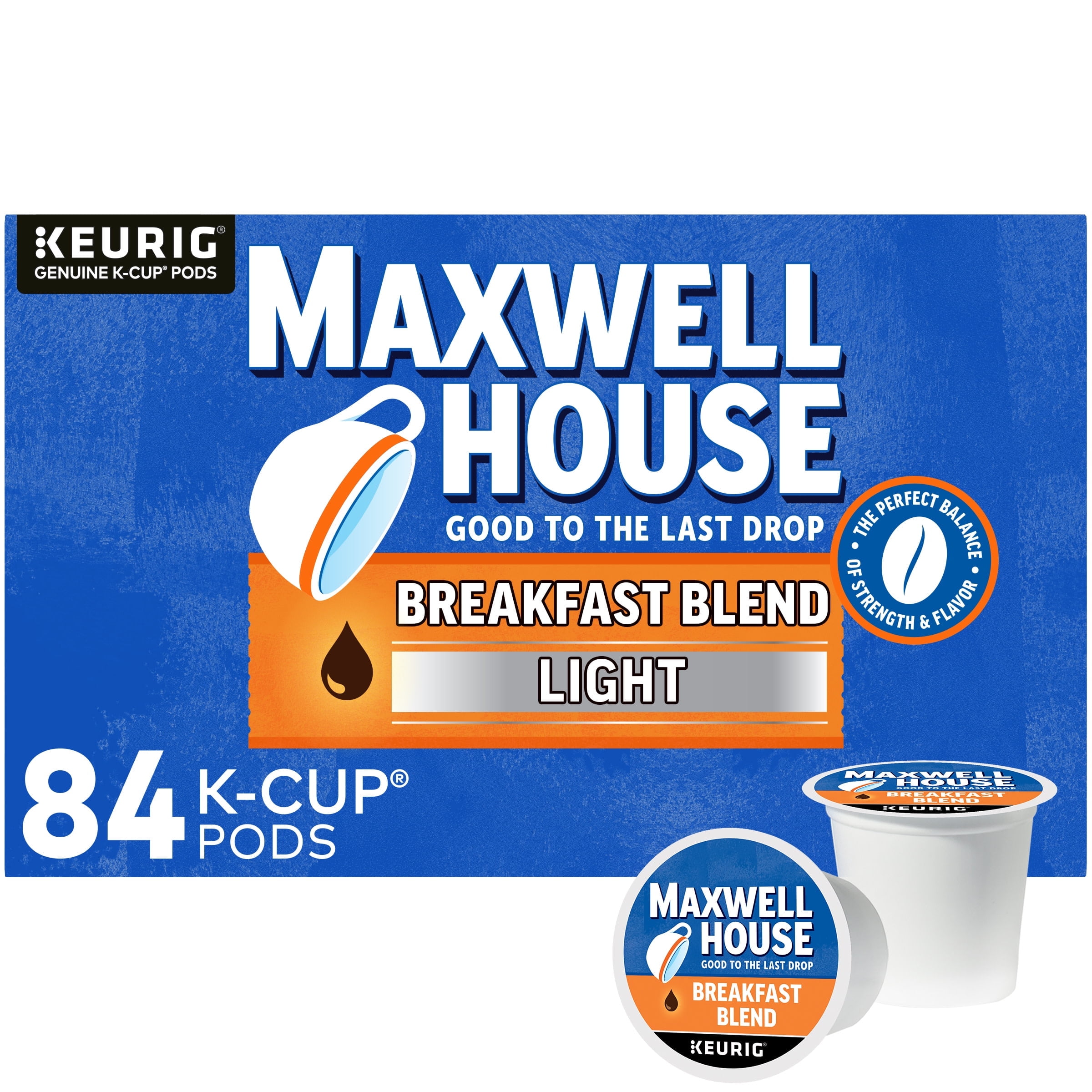 Maxwell House Breakfast Blend Light Roast K-Cup Coffee Pods, 84 ct. Box