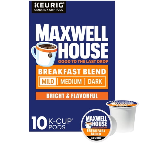 Maxwell House Breakfast Blend Mild Roast K-Cup Coffee Pods, 10 Count Box