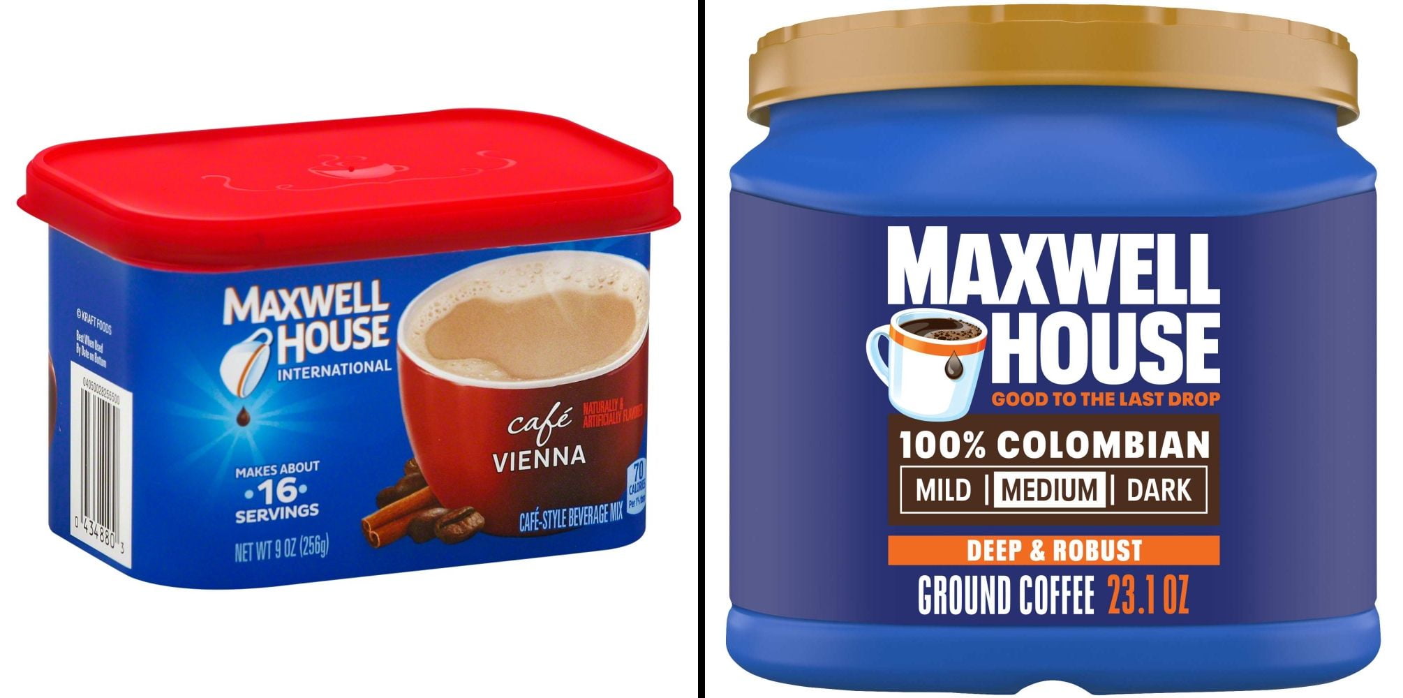 Maxwell House Cafe Cafe Vienna 9 oz & Maxwell House 100% Colombian Ground Coffee 23.1 oz
