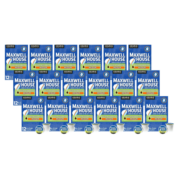 Maxwell House Decaf House Blend Ground Coffee K-Cup Pods, 12 Ct Box (Pack of 18)
