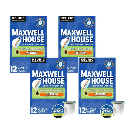 Maxwell House Decaf House Blend Ground Coffee K-Cup Pods, 12 Ct Box (Pack of 4)