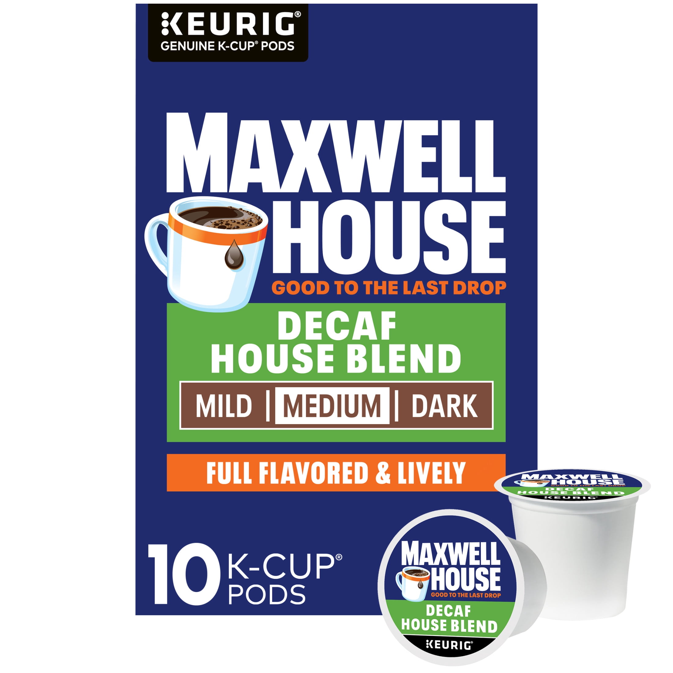 Maxwell House Decaf House Blend Medium Roast K-Cup Coffee Pods, 10 Count Box