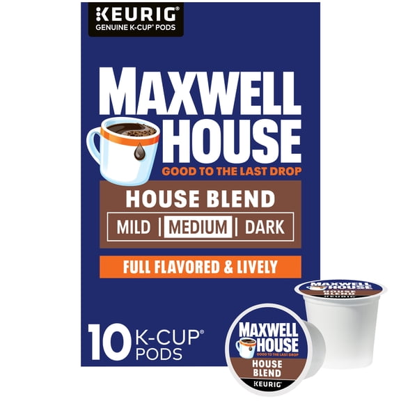 Maxwell House House Blend Medium Roast K-Cup Coffee Pods, 10 Count Box
