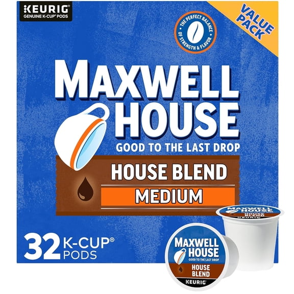 Maxwell House House Blend Medium Roast K-Cup Coffee Pods 32 ct Box (2-Pack)