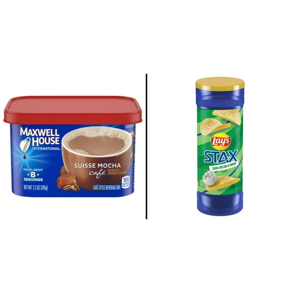 Maxwell House International Cafe Suisse Mocha & Lay's Stax Sour Cream & Onion Potato Crisps