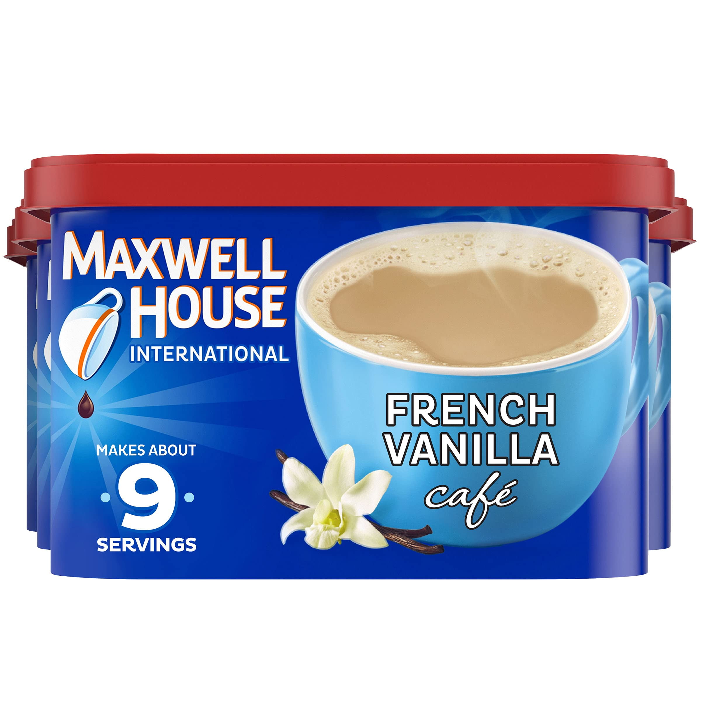 Maxwell House International French Vanilla Caf-Style Instant Coffee Beverage Mix (4 Ct Pack, 8.4 Oz Canisters)