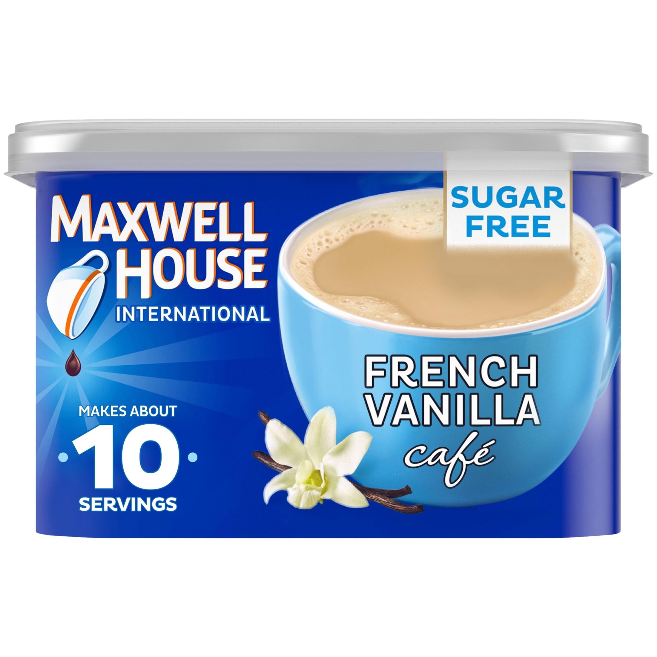 Maxwell House International French Vanilla Café-Style Sugar Free Instant Coffee Beverage Mix, 4 oz. Canister