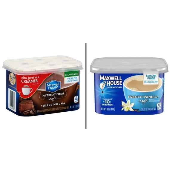 Maxwell House International Suisse Mocha Decaffeinated 4 oz & Maxwell House French Vanilla Beverage Mix 4 oz