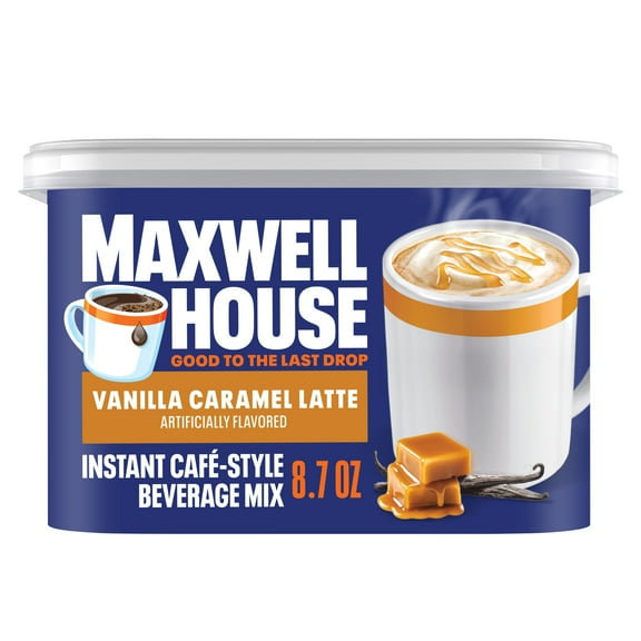 Maxwell House International Vanilla Caramel Latte Cafe Style Beverage Mix, 8.7 oz. Canister
