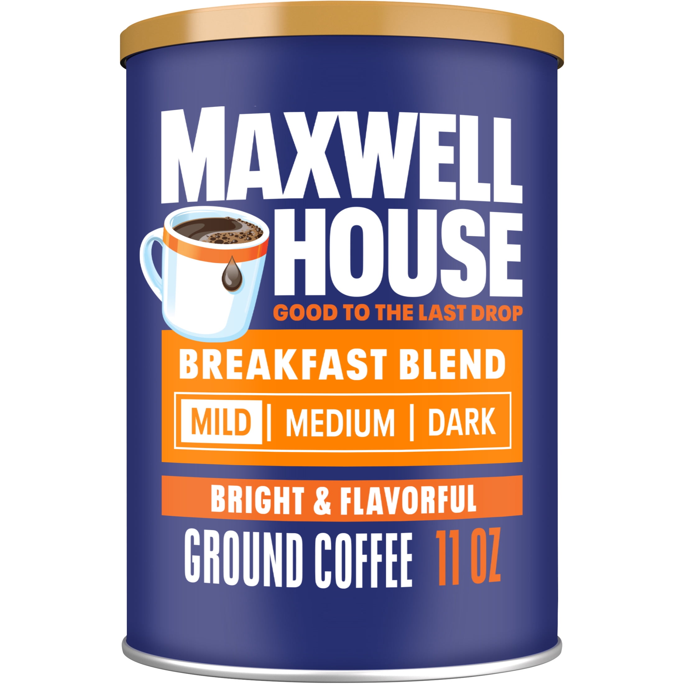 Maxwell House Light Roast Breakfast Blend Ground Coffee, 11 oz Canister