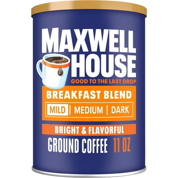 Maxwell House Light Roast Breakfast Blend Ground Coffee, 11 oz Canister