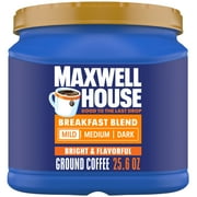 Maxwell House Light Roast Breakfast Blend Ground Coffee, 25.6 oz. Canister