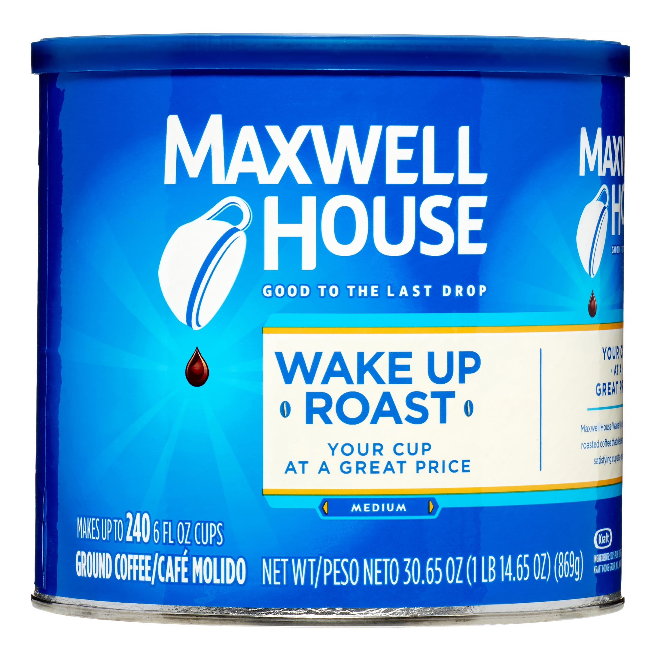 Maxwell House Medium Roast Wake Up Roast Ground Coffee, 30.65 oz. Canister