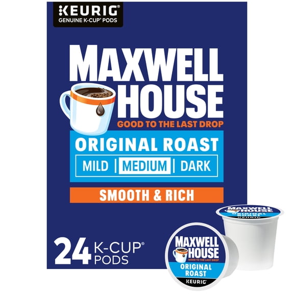 Maxwell House Original Roast Medium Roast K-Cup Coffee Pods, 24 Count Box