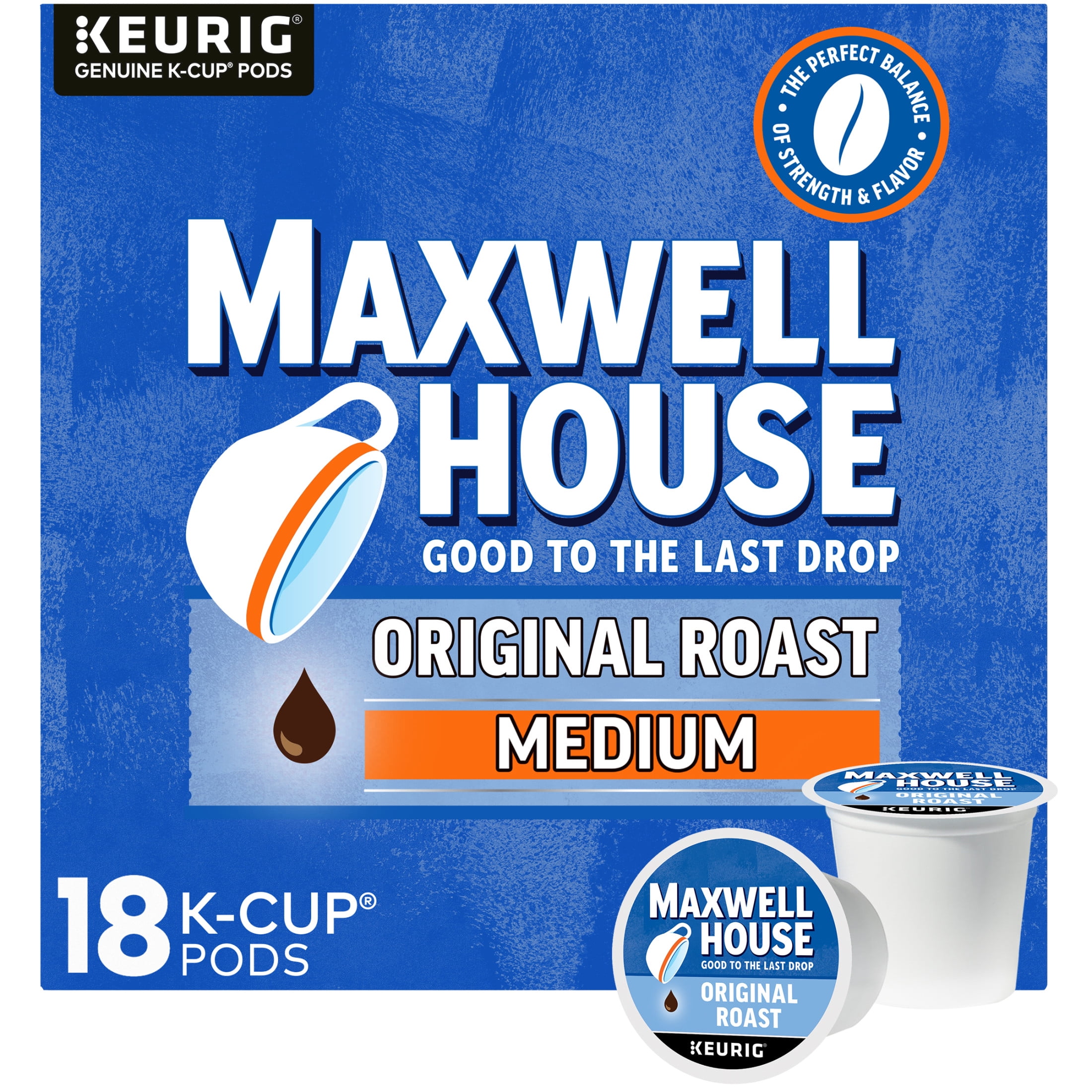 Maxwell House Original Roast Medium Roast K-Cup® Coffee Pods, 18 ct. Box