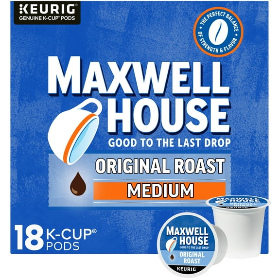 Maxwell House Original Roast Medium Roast K-Cup Coffee Pods, 18 ct. Box