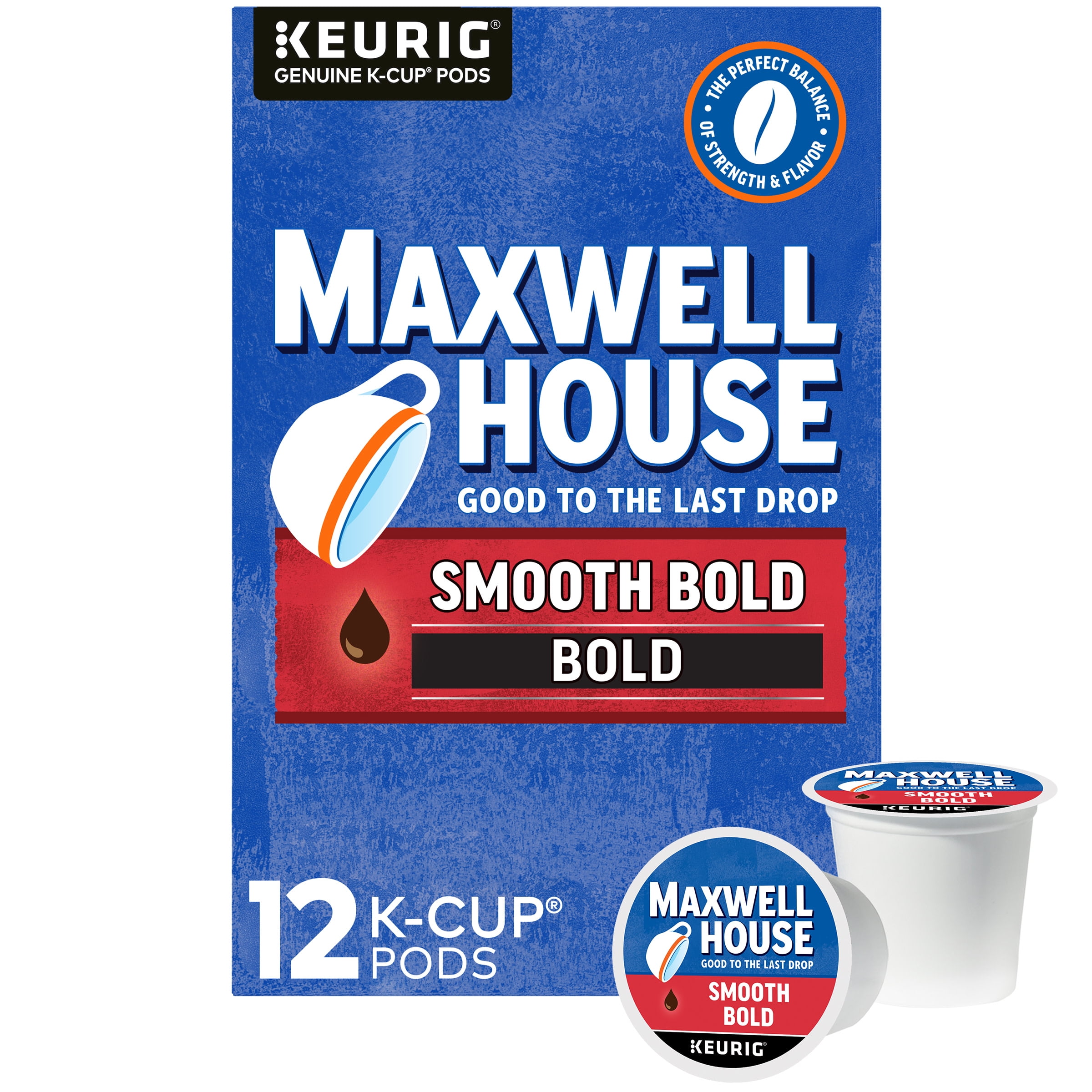 Maxwell House 100 Pure Coffee Smooth Bold Dark Roast K Cup Pods 12 ct. Box for Keurig Brewing Systems Walmart