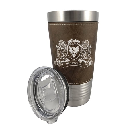 Maxwell Irish Coat of Arms Leather Travel Mug