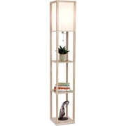 Maxwell - Modern Shelf Floor Lamp with Lamp Shade & Warm White LED Bulb, Corner Display Floor Lamp with Shelves for Living Room, Bedroom, Nightstand Office, Home Decor Storage