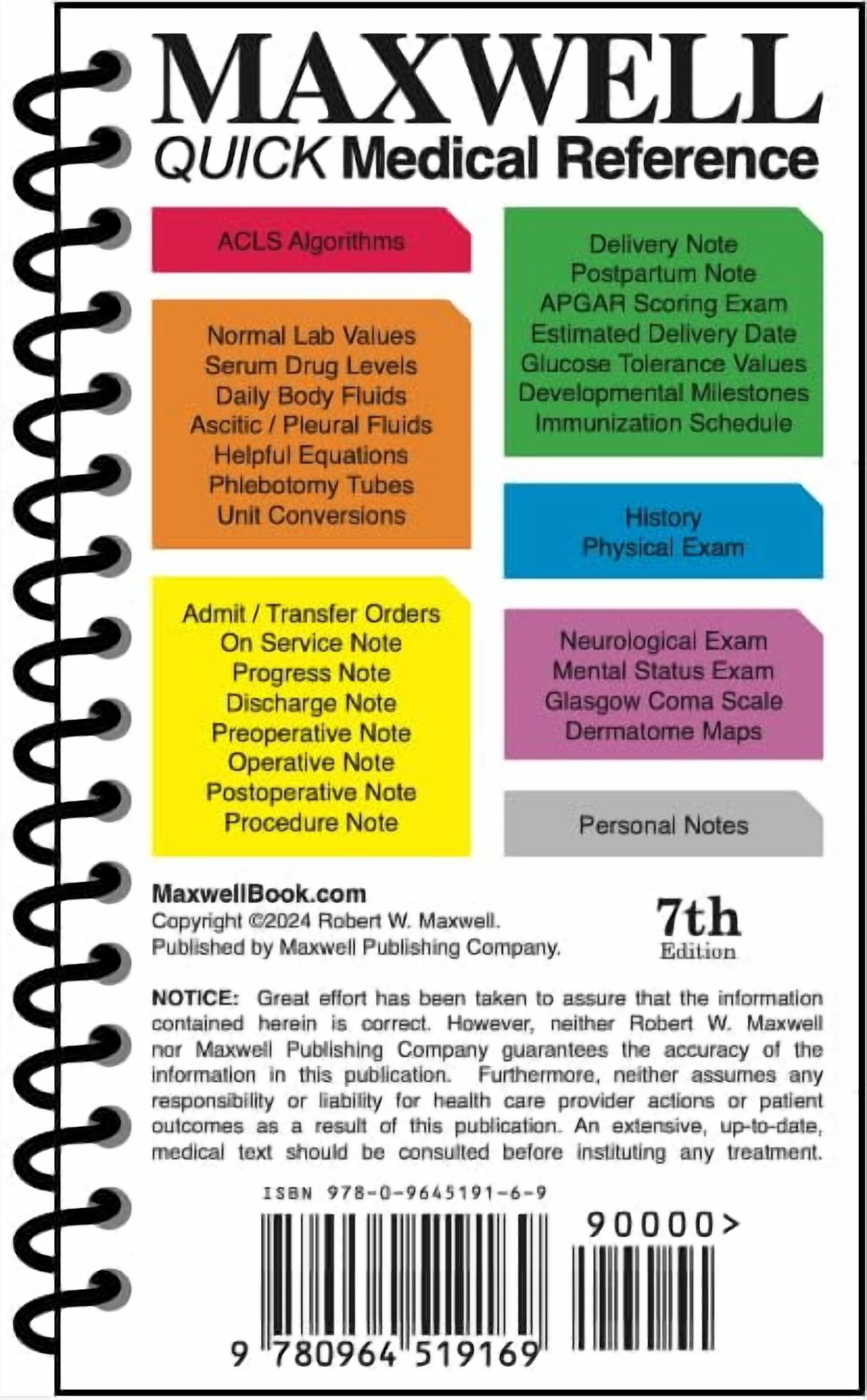 Maxwell Quick Medical Reference Pocket, 7th Edition - Walmart.com