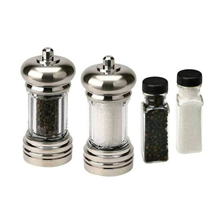Maxwell Sea Salt and Black Pepper Shakers with Refills Set